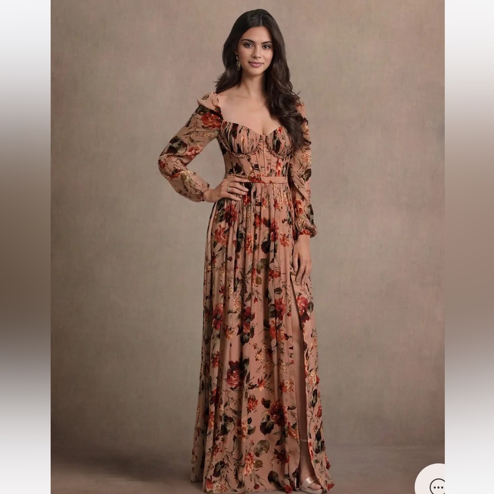 Azazie Blush Floral Maxi Dress